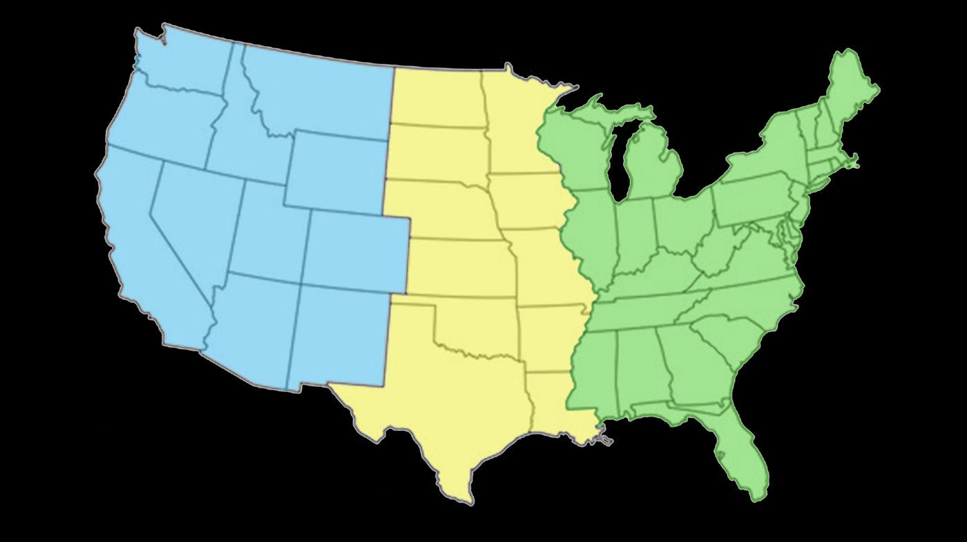 Map of the US showing our delivery regions